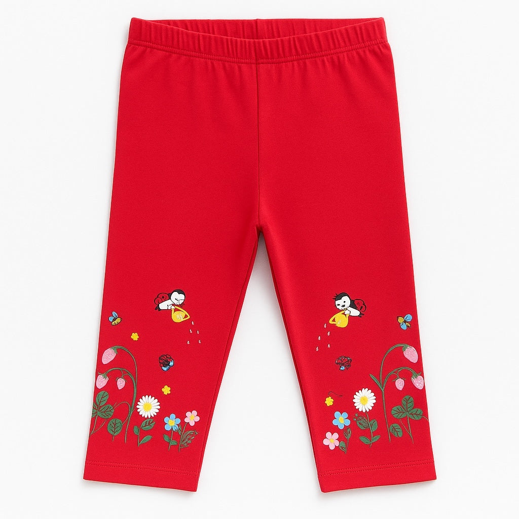 FLORAL STYLE RED LEGGING
