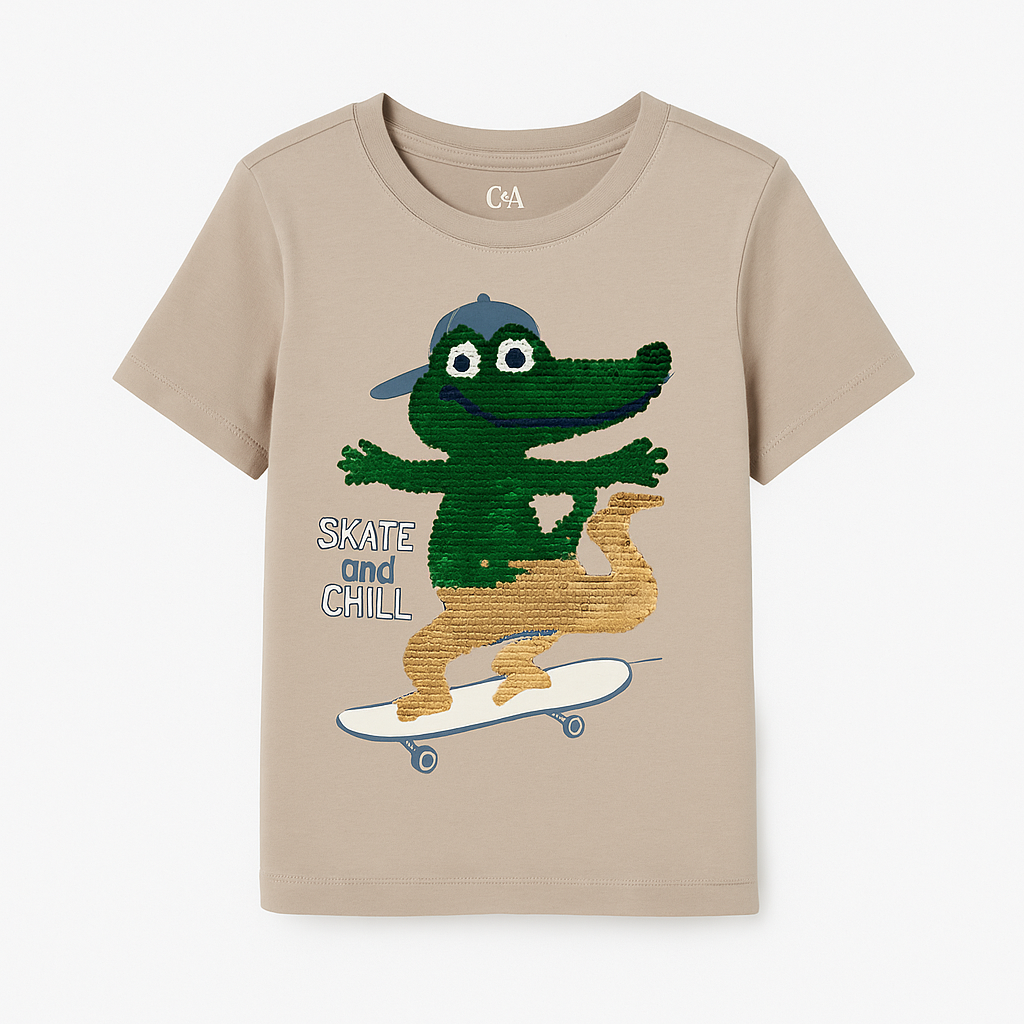 SKATE AND CHILL FLIP EMBROIDERY T-SHIRT