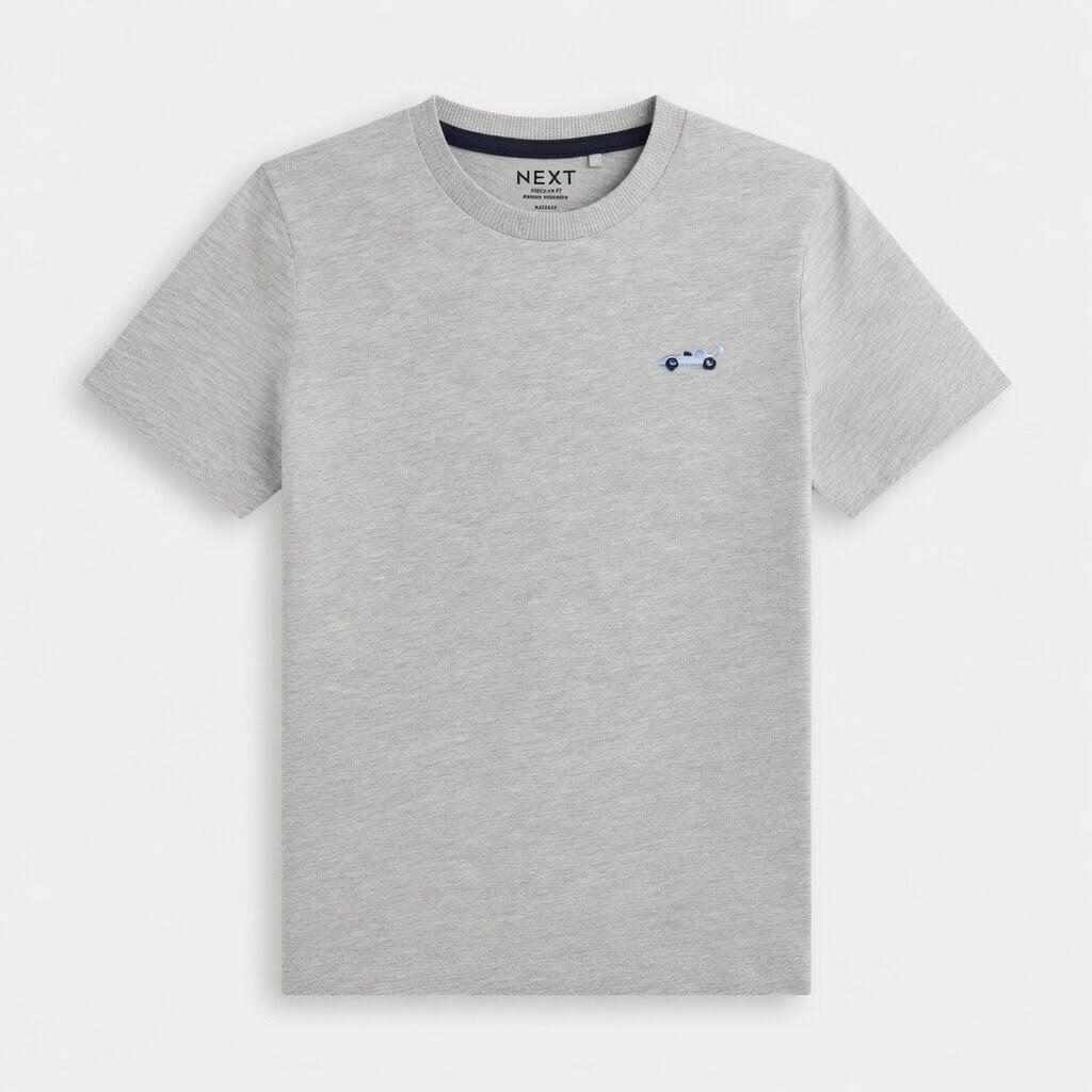 CAR EMBROIDERY GREY T-SHIRT
