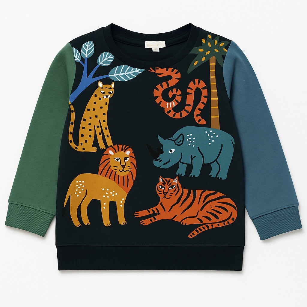 GREEN ANIMAL'S EMBROIDERY T-SHIRT