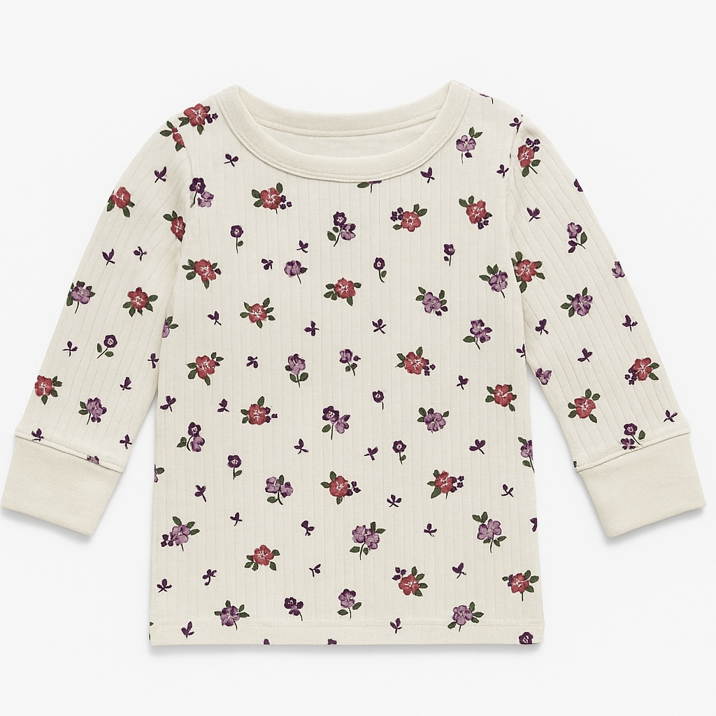 FLORAL LINING FABRIC WHITE T -SHIRT