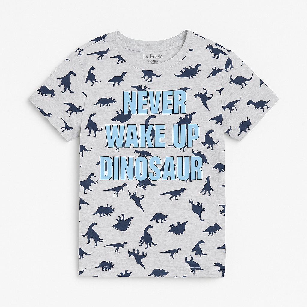 Never wake up dinosaur t-shirt