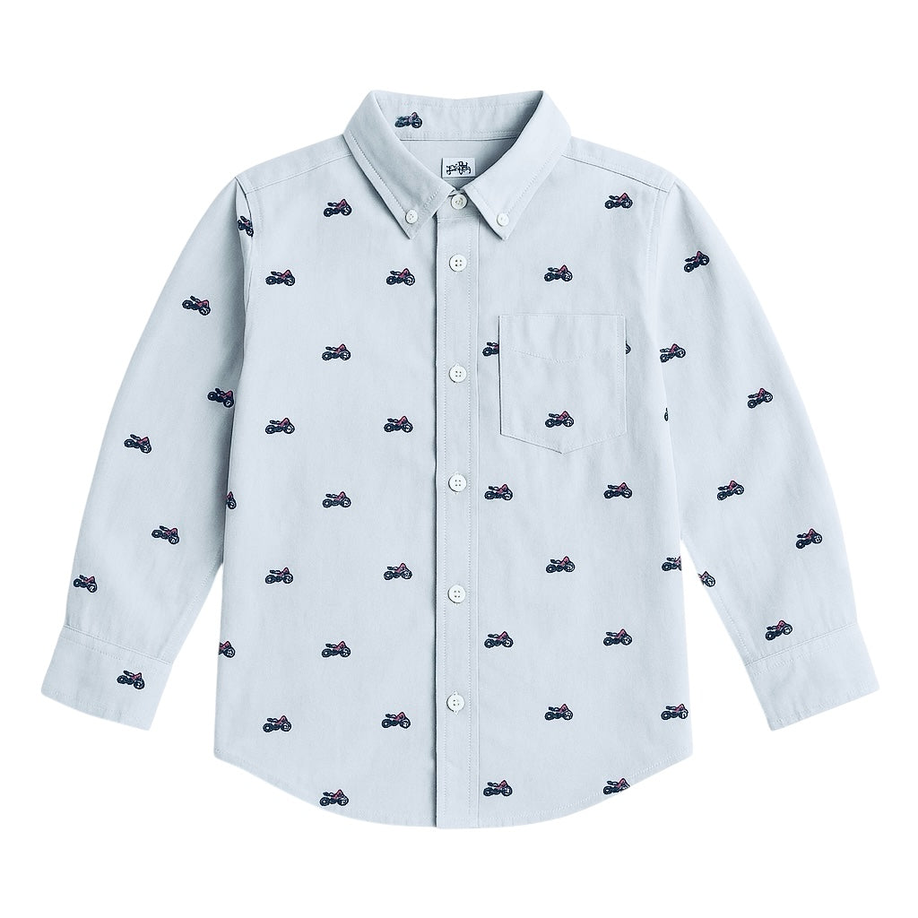 MOTORCYCLE PATTERNED CASUAL SHIRT