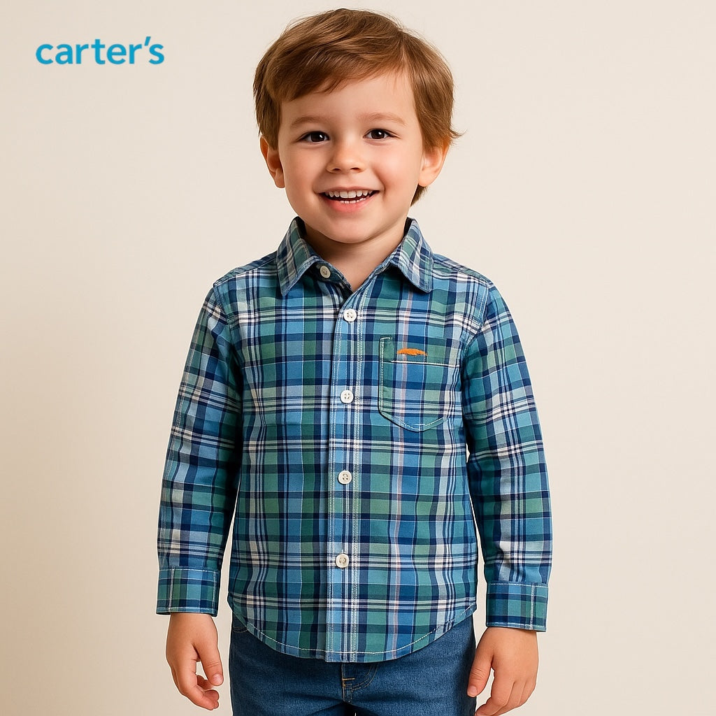 GREEN CHECK CAUSAL SHIRT