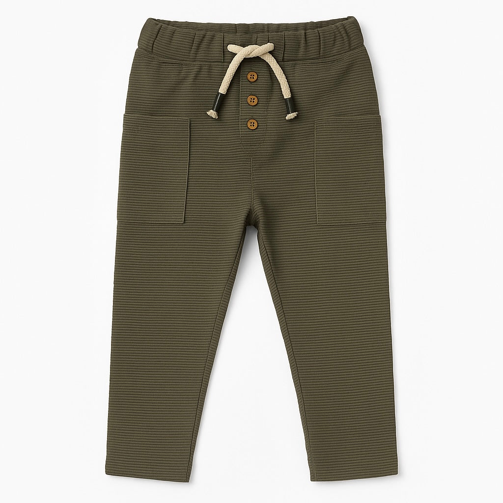 Grey lining button summer trouser