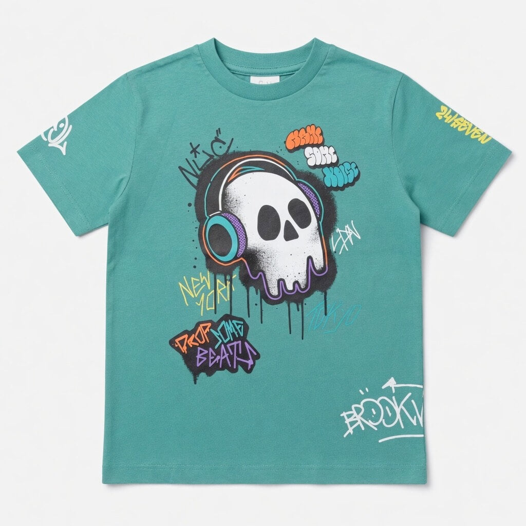 PRINTED GREEN T-SHIRT