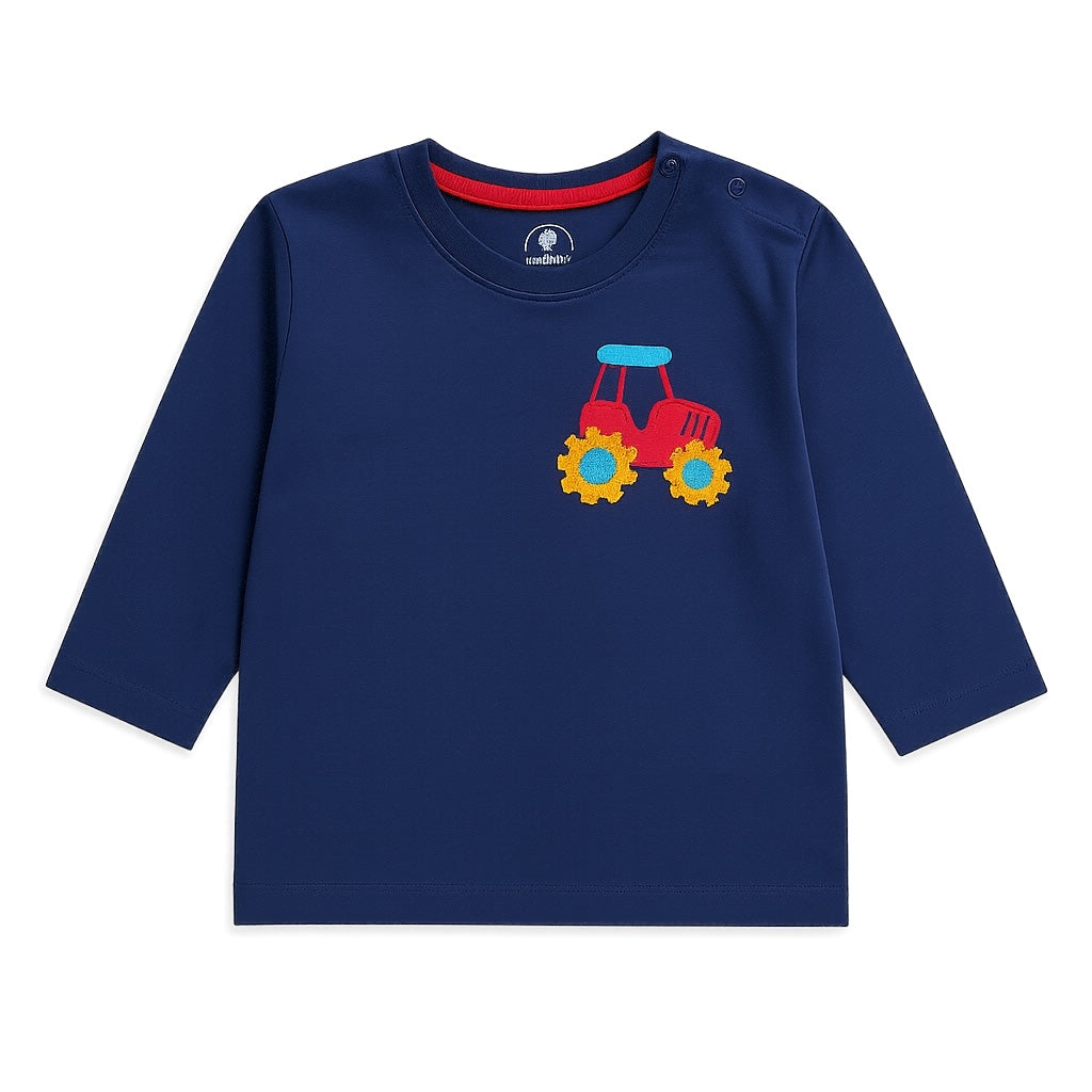 TRACTOR EMBROIDERY BLUE T-SHIRT