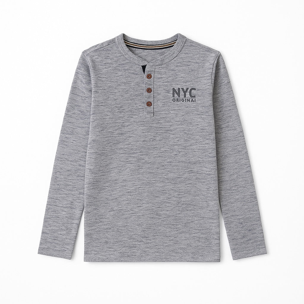 NYC BUTTON DOWN GREY T-SHIRT