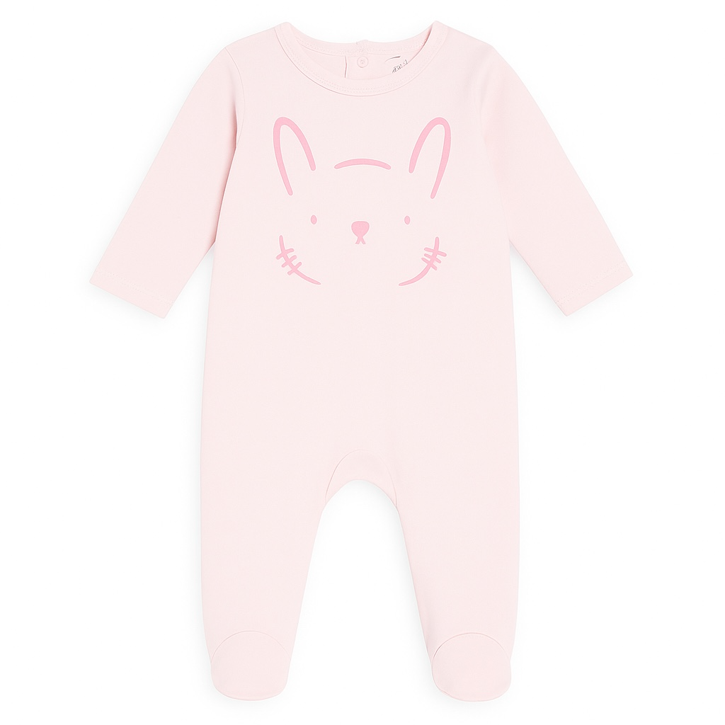 BABY PINK BUNNY PRINT ROMPER