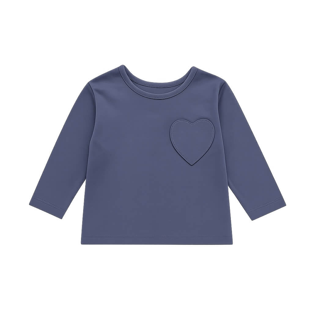 HEART APPLIQUE DARK GREY T-SHIRT