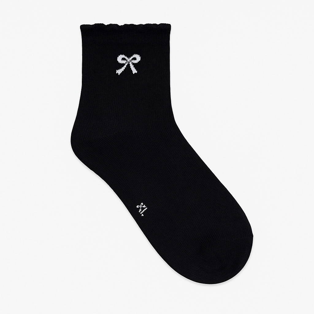 BOW STYLE BLACK SOCKS