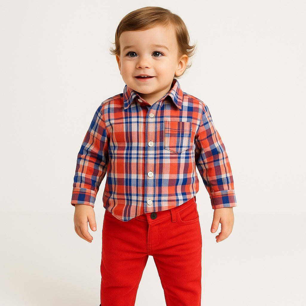 RED CHECK SHIRT AND PANT 2 PC SET