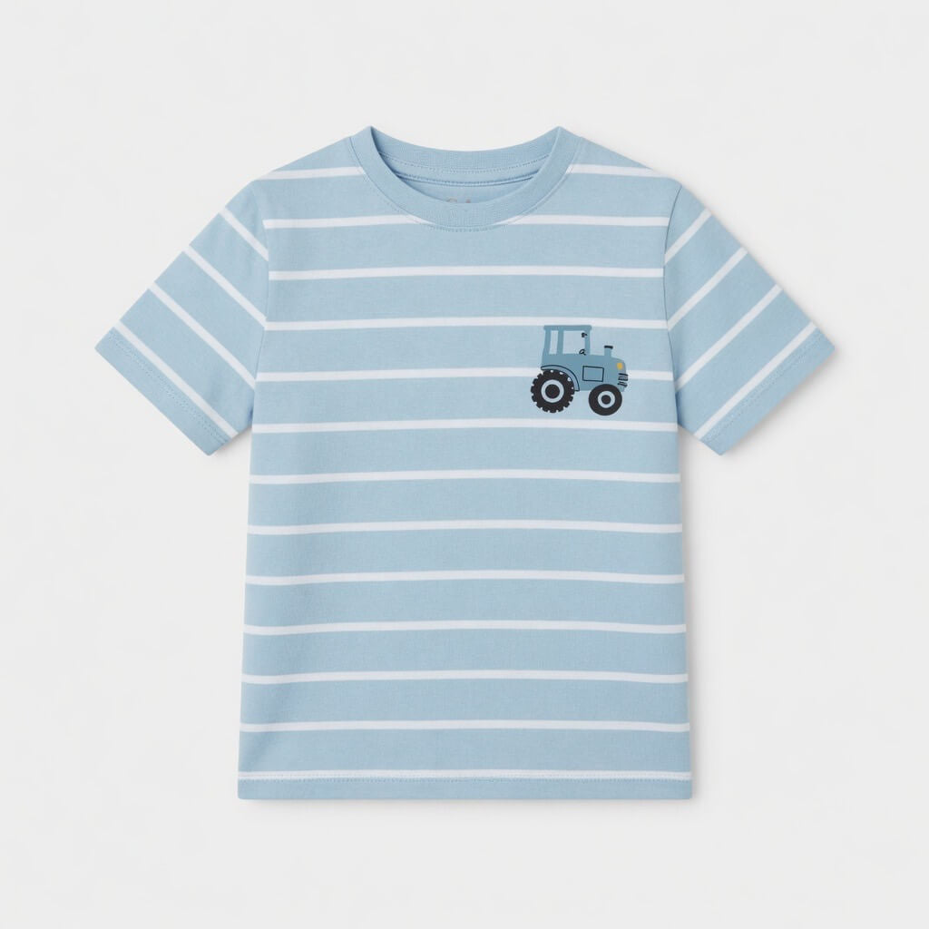 TRACTOR STRIP LIGHT BLUE T-SHIRT