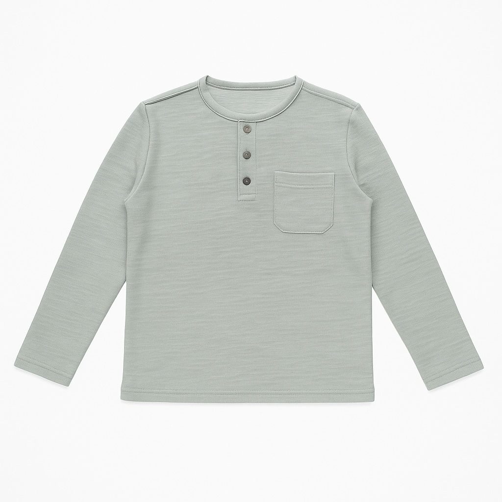 BUTTON DOWN GREYISH GREEN T-SHIRT