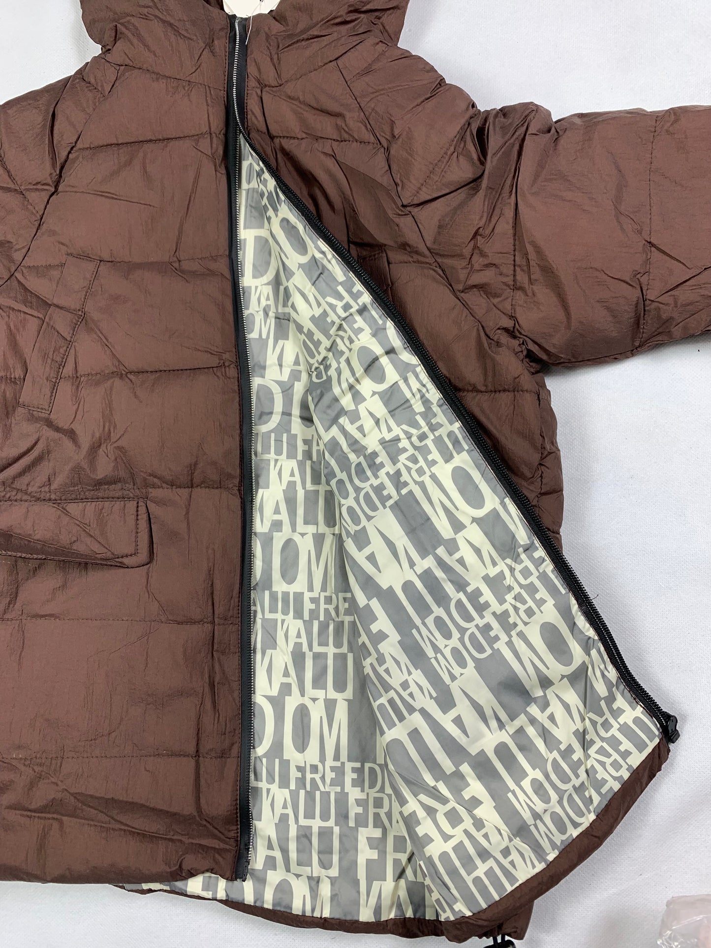 Monster hooded puffer jacket brown
