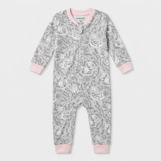FLORAL GREY VELVET FABRIC ROMPER