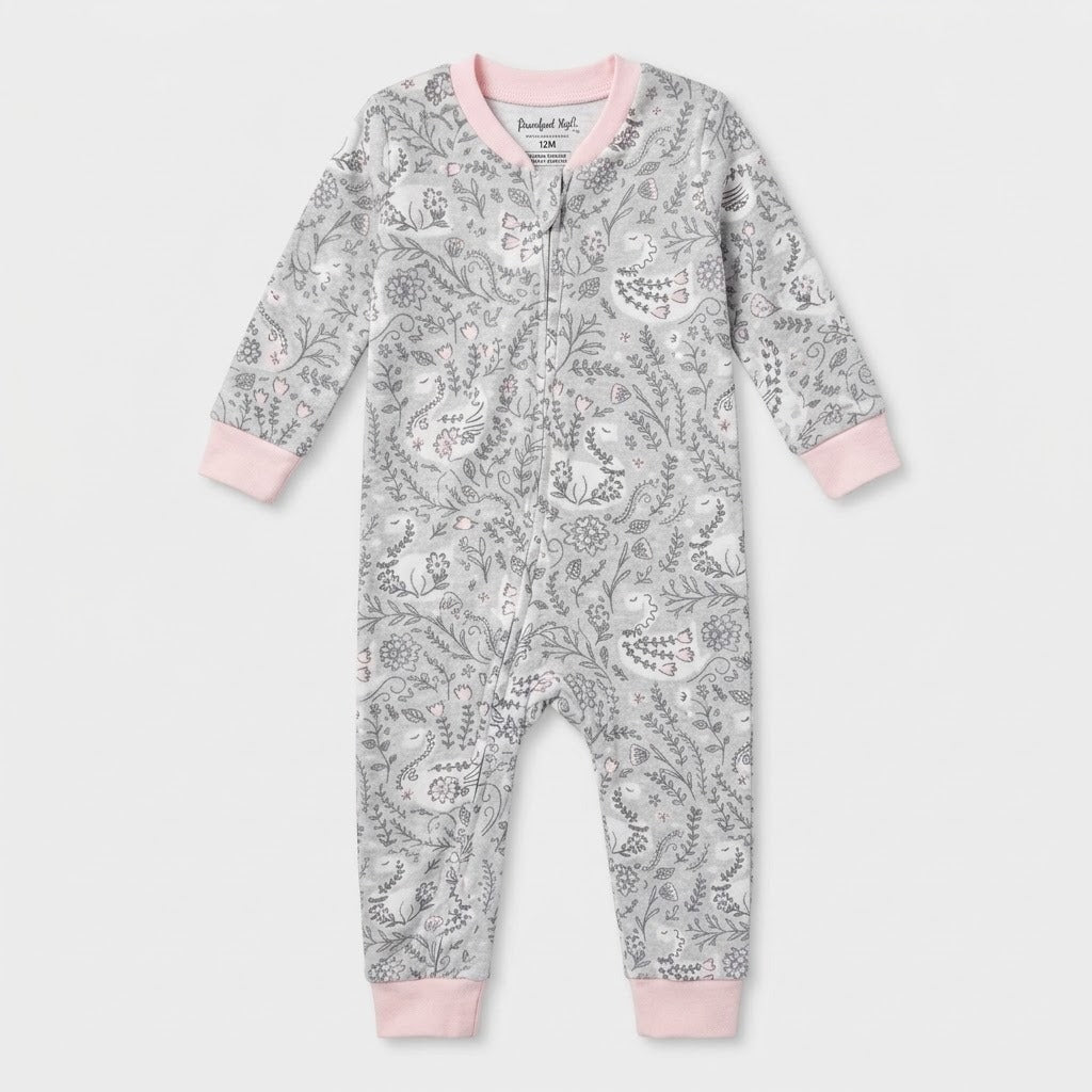 FLORAL GREY VELVET FABRIC ROMPER