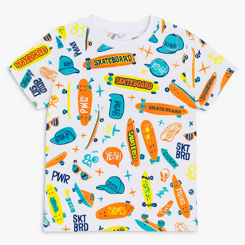 Skate board colorful t-shirt