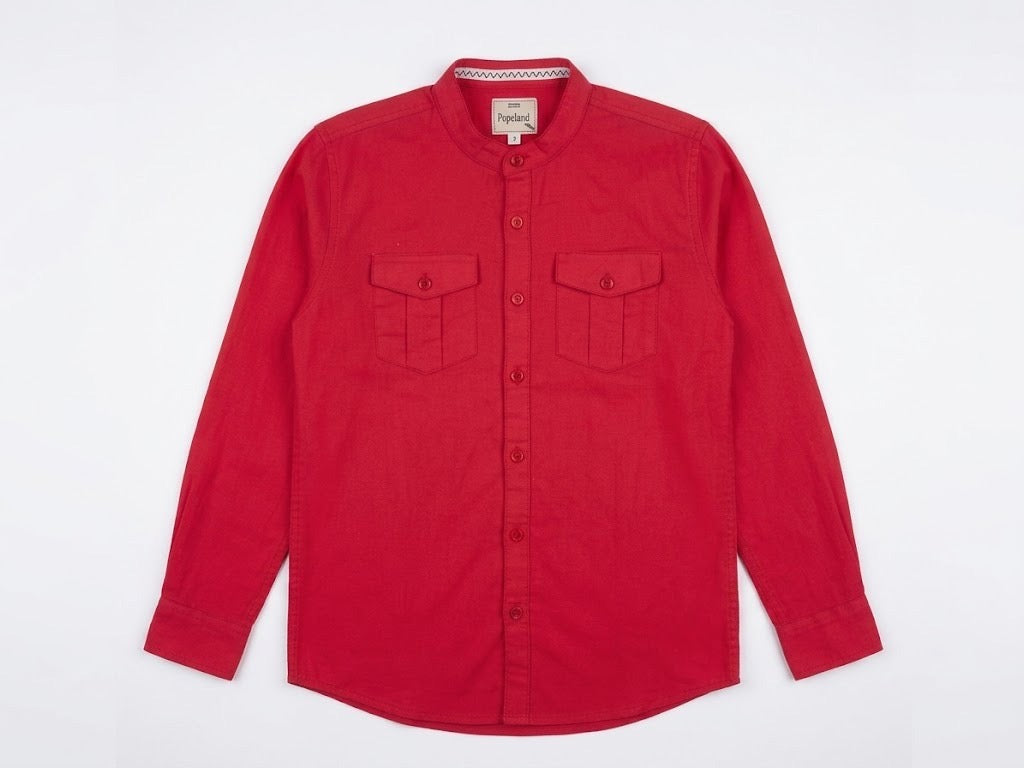 RED POCKET STYLE CASUAL SHIRT