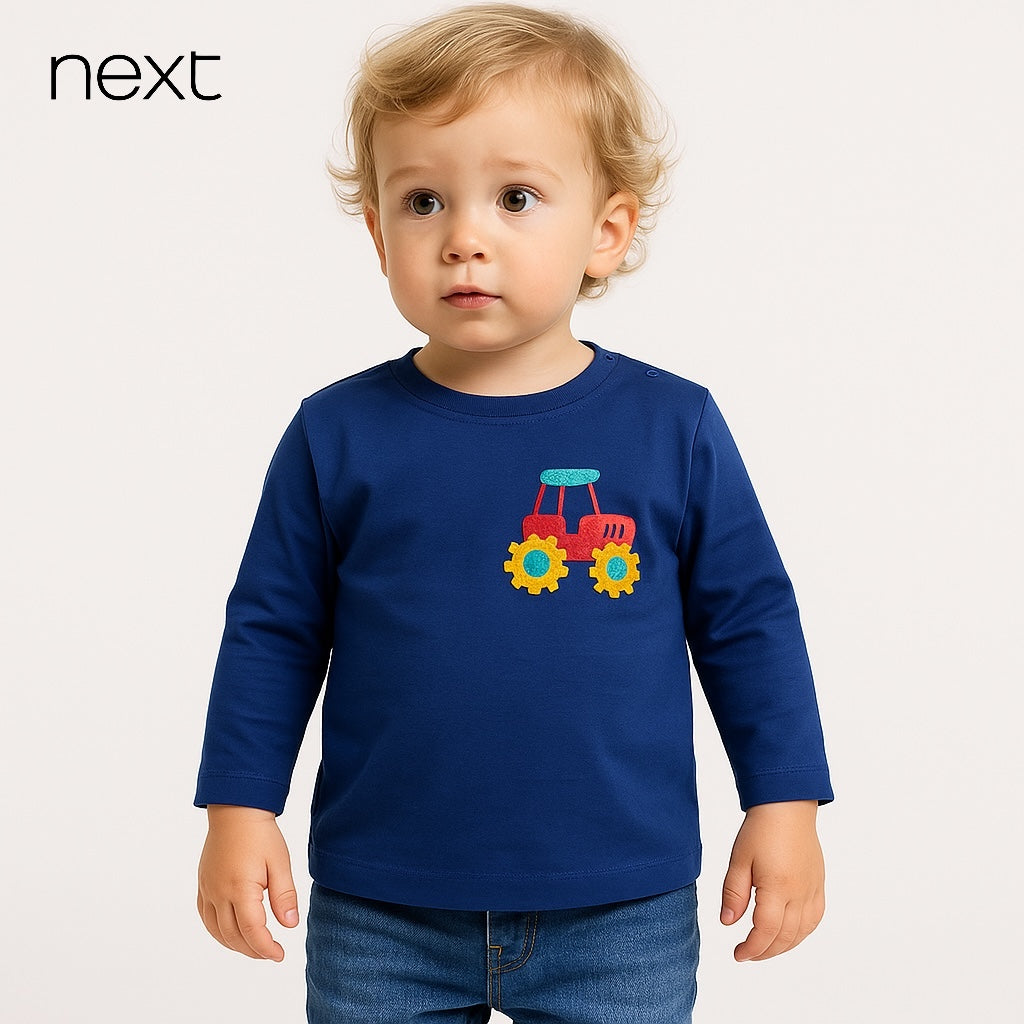 TRACTOR EMBROIDERY BLUE T-SHIRT