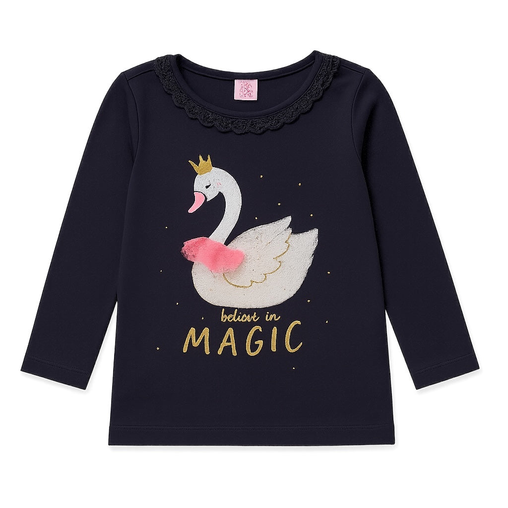 SWAN EMBROIDERY PRINT T-SHIRT