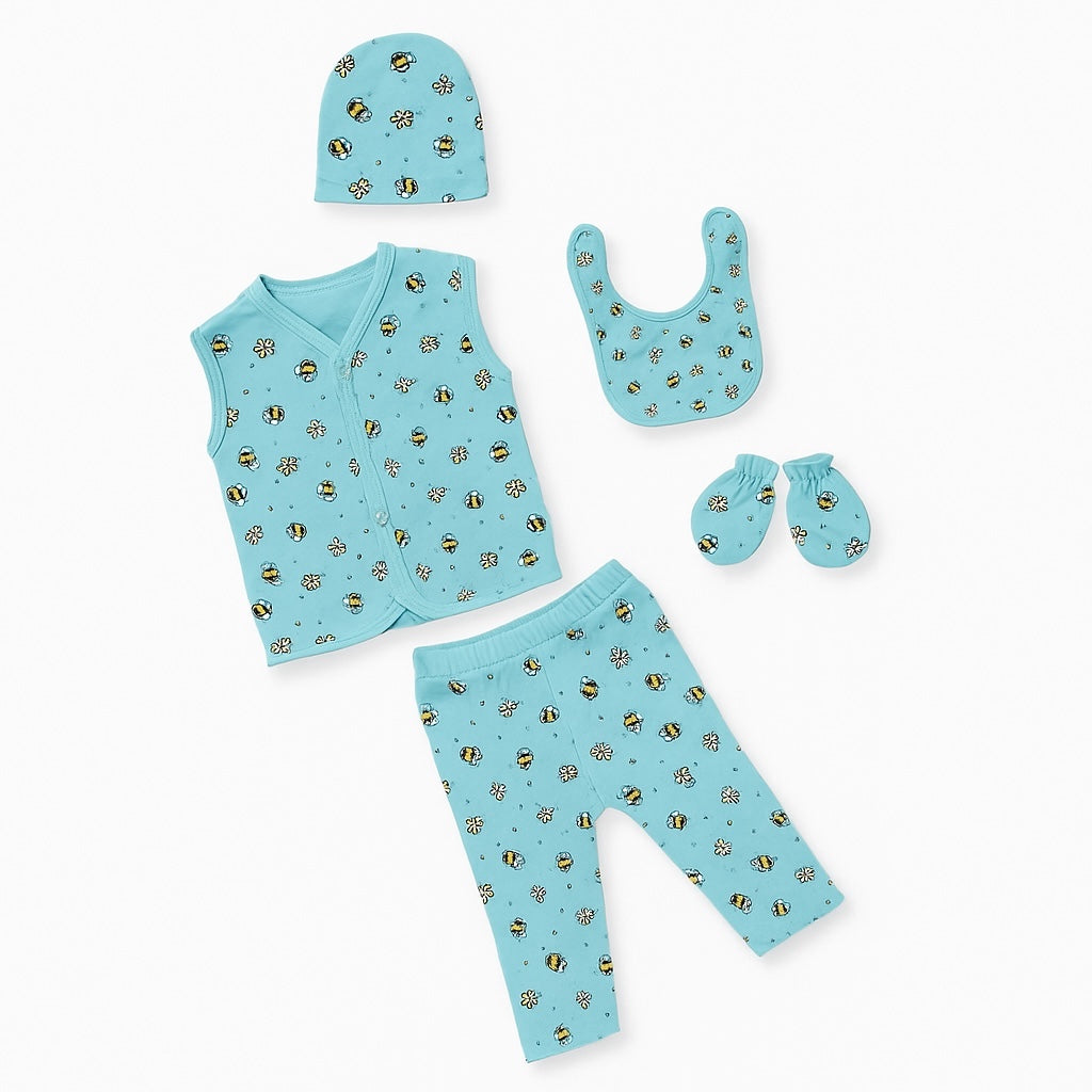 HONEY BEES ALLOVER 5pc SET WITH MITTENS