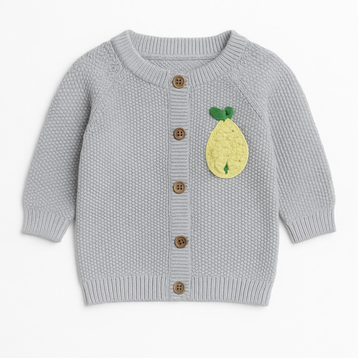 FRUIT EMBROIDERY STYLE BUTTON DOWN SWEATER UNISEX
