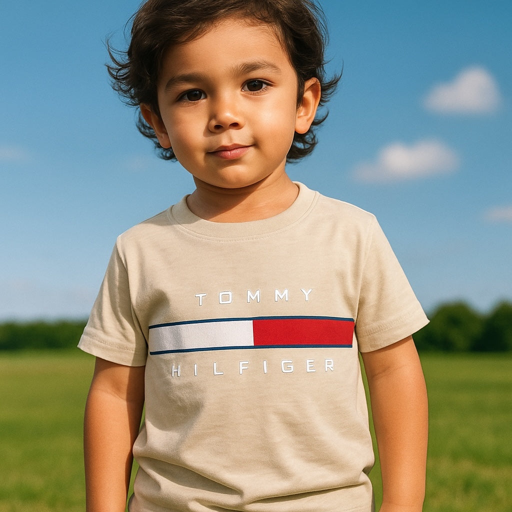 TH PRINT T-SHIRT LIGHT BROWN
