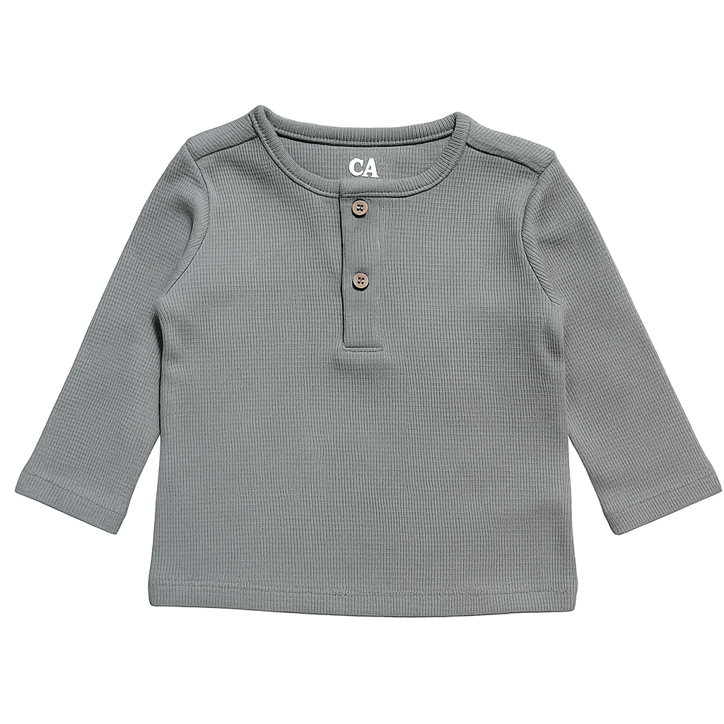 LIGHT GREEN HENLEY T-SHIRT