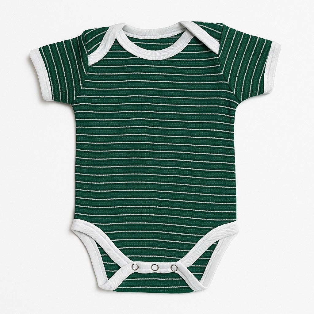 GREEN STRIPES SHORT SLEEVE BODYSUIT