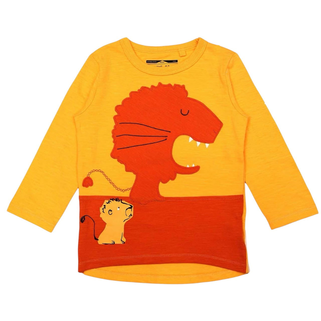 yellow lion appliqué shirt