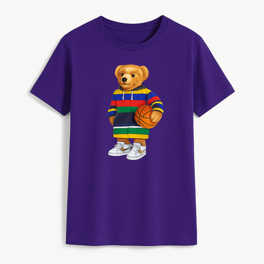 Printed bear purple t-shirt