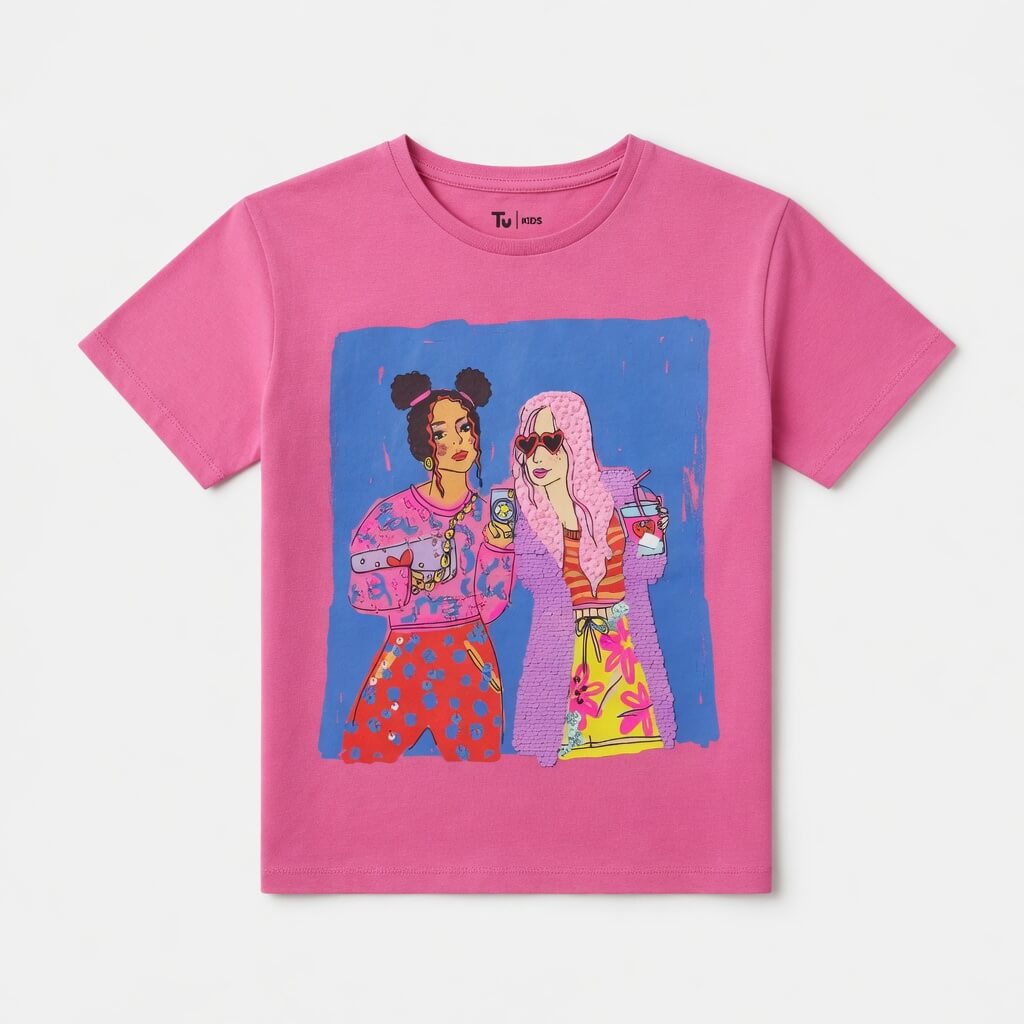 PINK PRINTED T-SHIRT