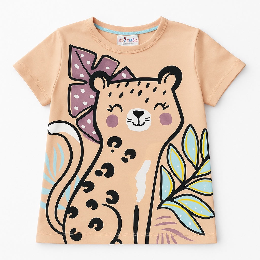 PRINT ALL OVER LIGHT PEACH T-SHIRT