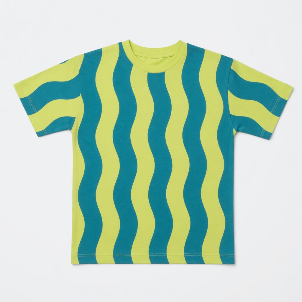 GREEN STRIP DROP SHOULDER T-SHIRT