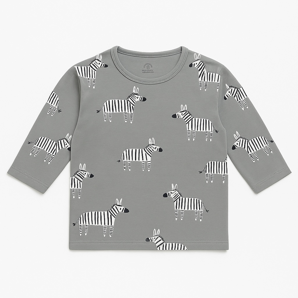 ZEBRA ALLOVER PRINT GREY T-SHIRT
