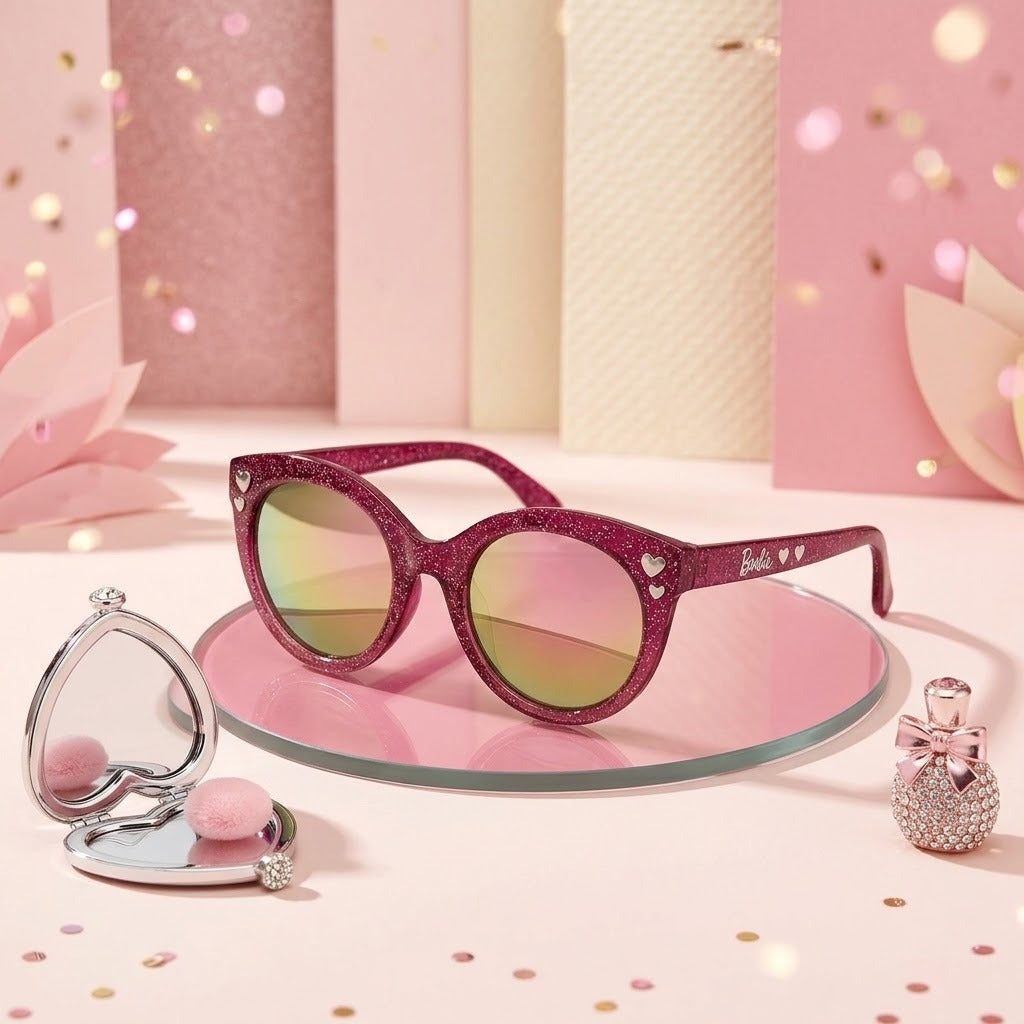 PINK HEARTS GLITTER SUN GLASSES