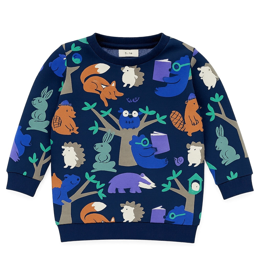 JUNGLE PRINT NAVY BLUE SWEATSHIRT