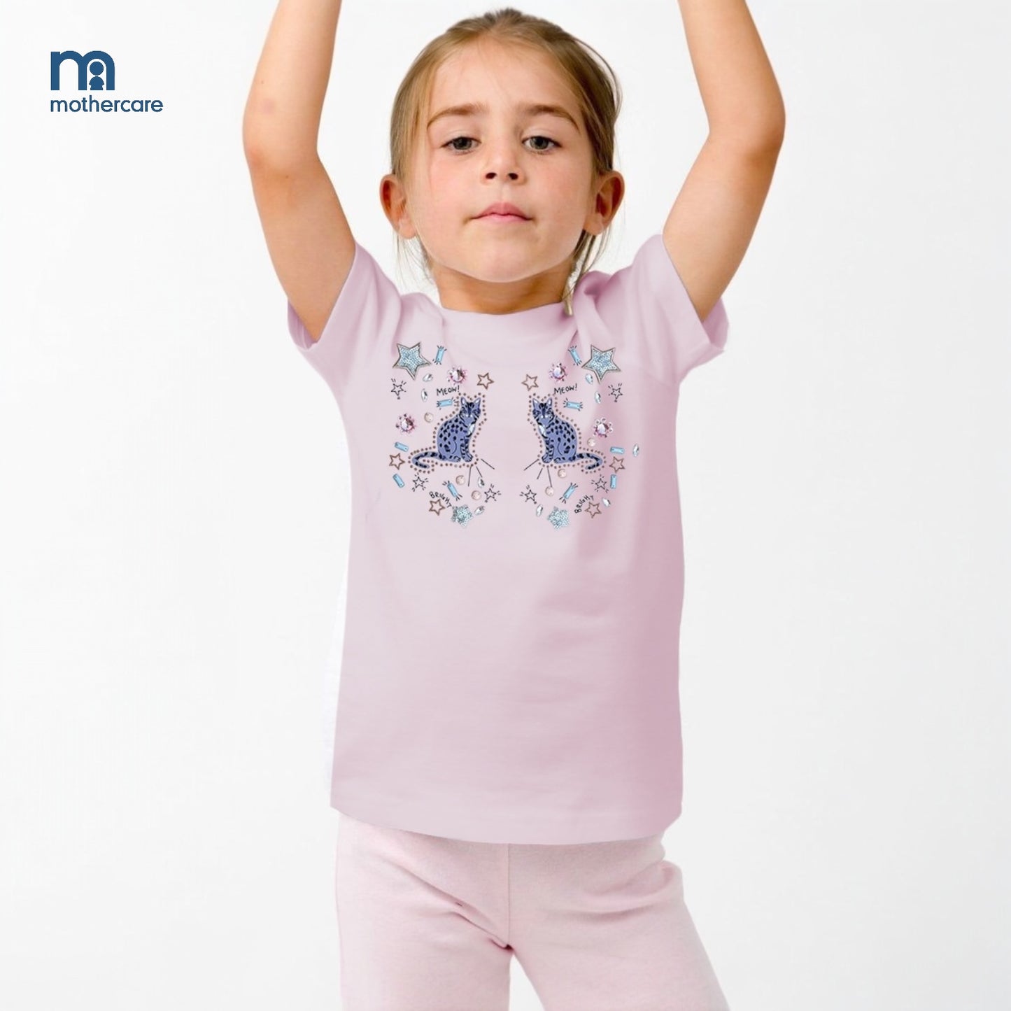 Meow beeds hand stitch embroidery t-shirt