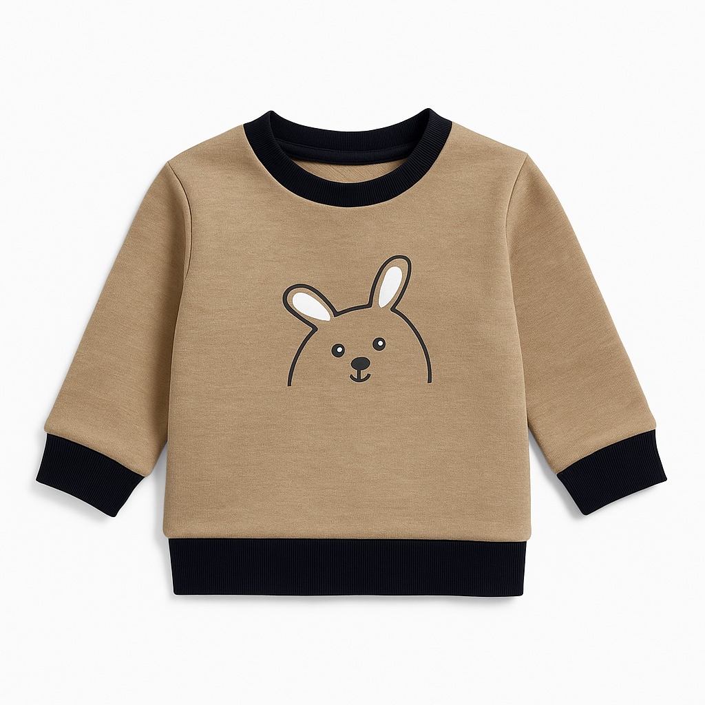 CUTE PRINT LIGHT BROWN SWEATSHRT