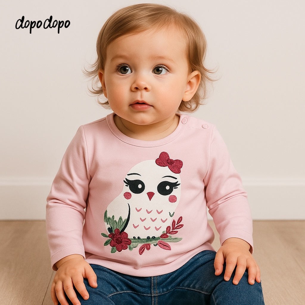 OWL GLITTER PRINT T-SHIRT