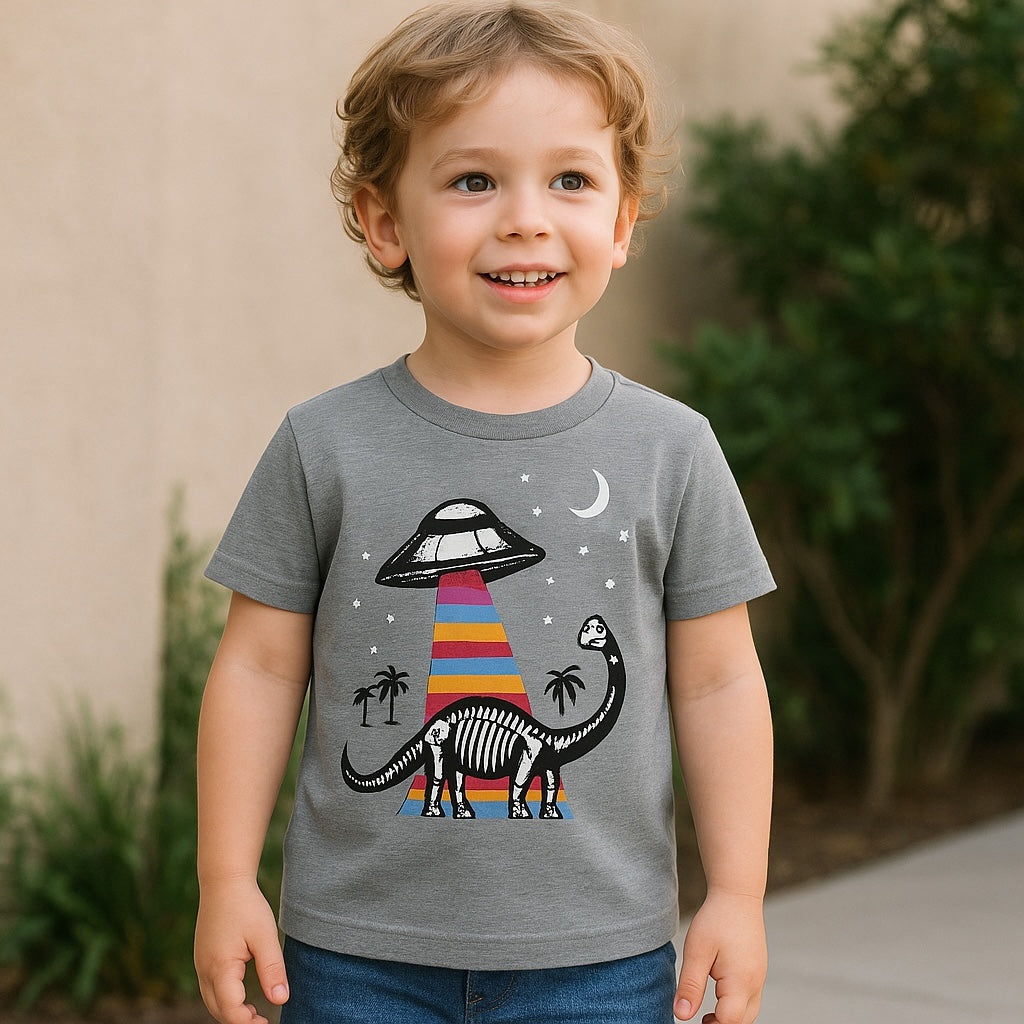 Dino Space heather grey t-shirt