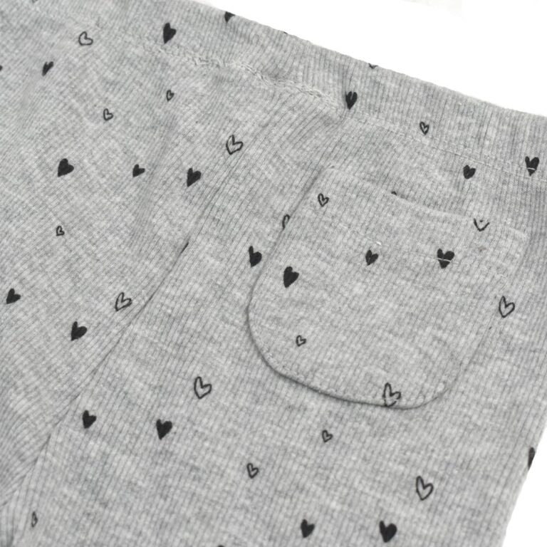 LIGHT GREY HEART PRINT RIBBED LEGGING