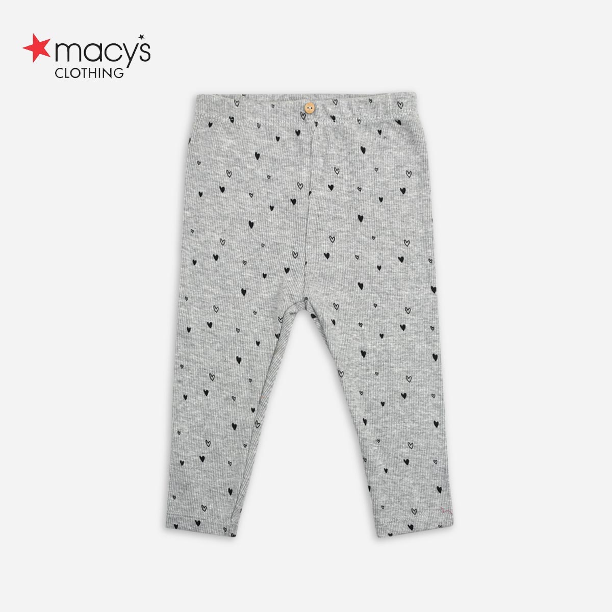 LIGHT GREY HEART PRINT RIBBED LEGGING