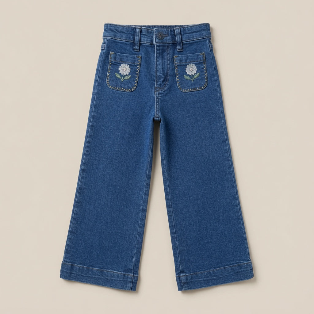 FLORAL EMBROIDERY DENIM PANT