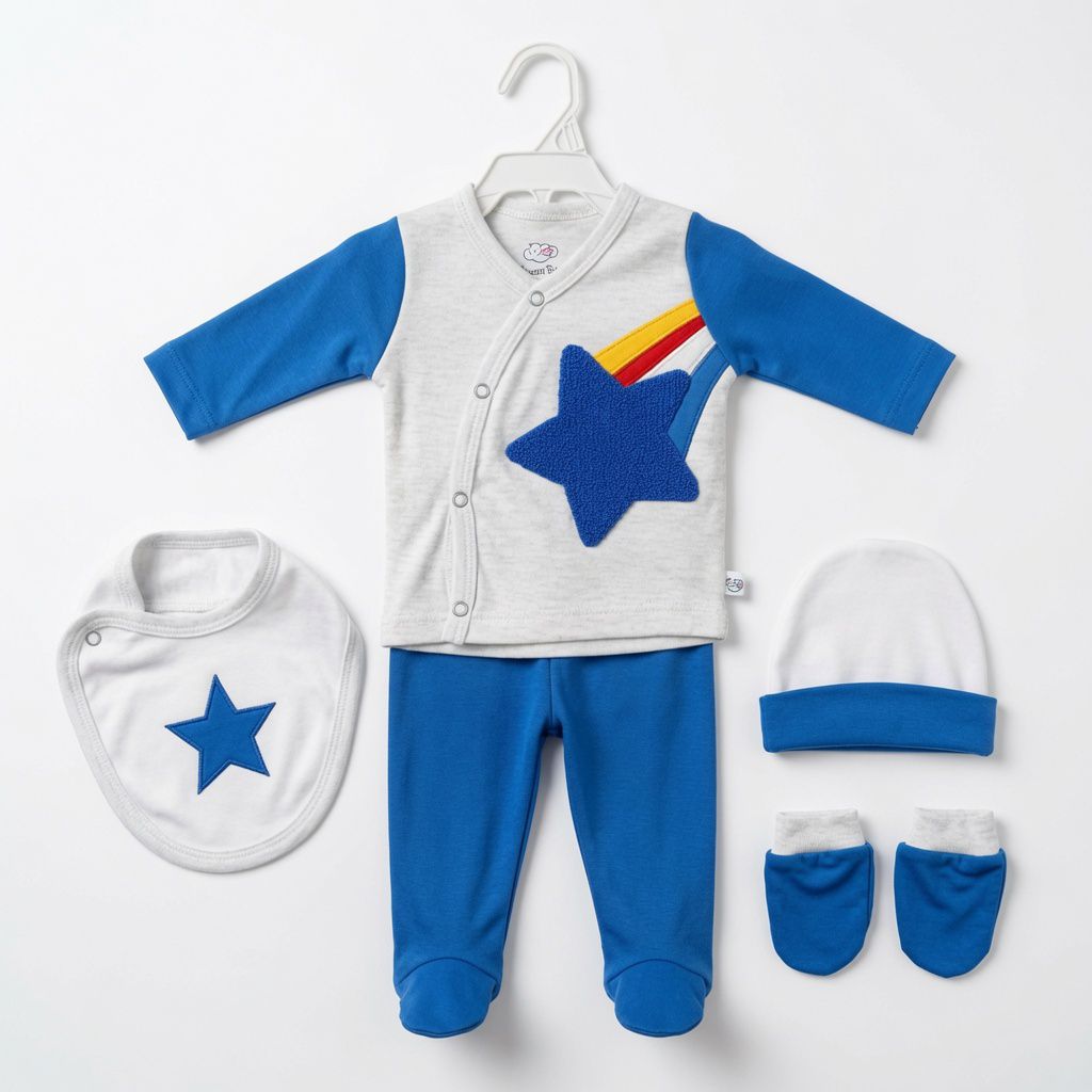 STAR APPLIQUE BLUE 5 PC SET