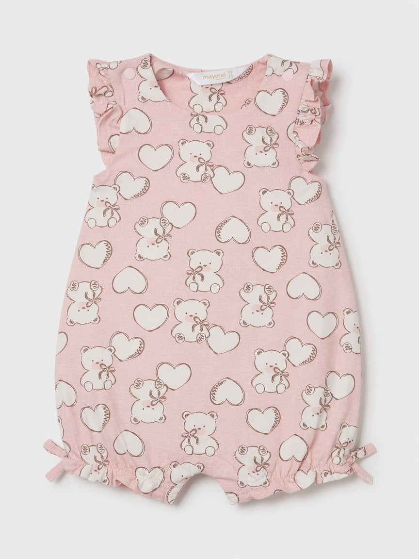 TEDDY HEARTS PINK ROMPER
