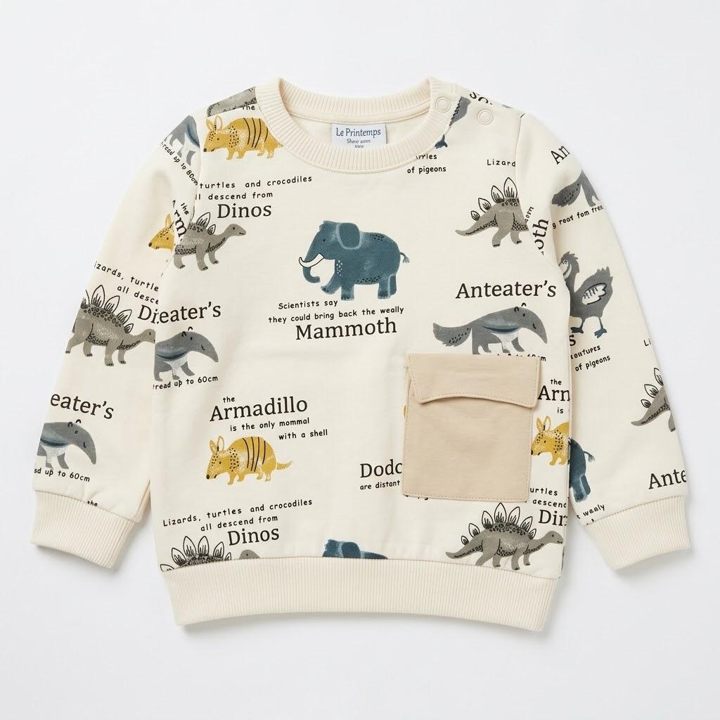 PATCH POCKET DINO SWEATSHIRT-CA