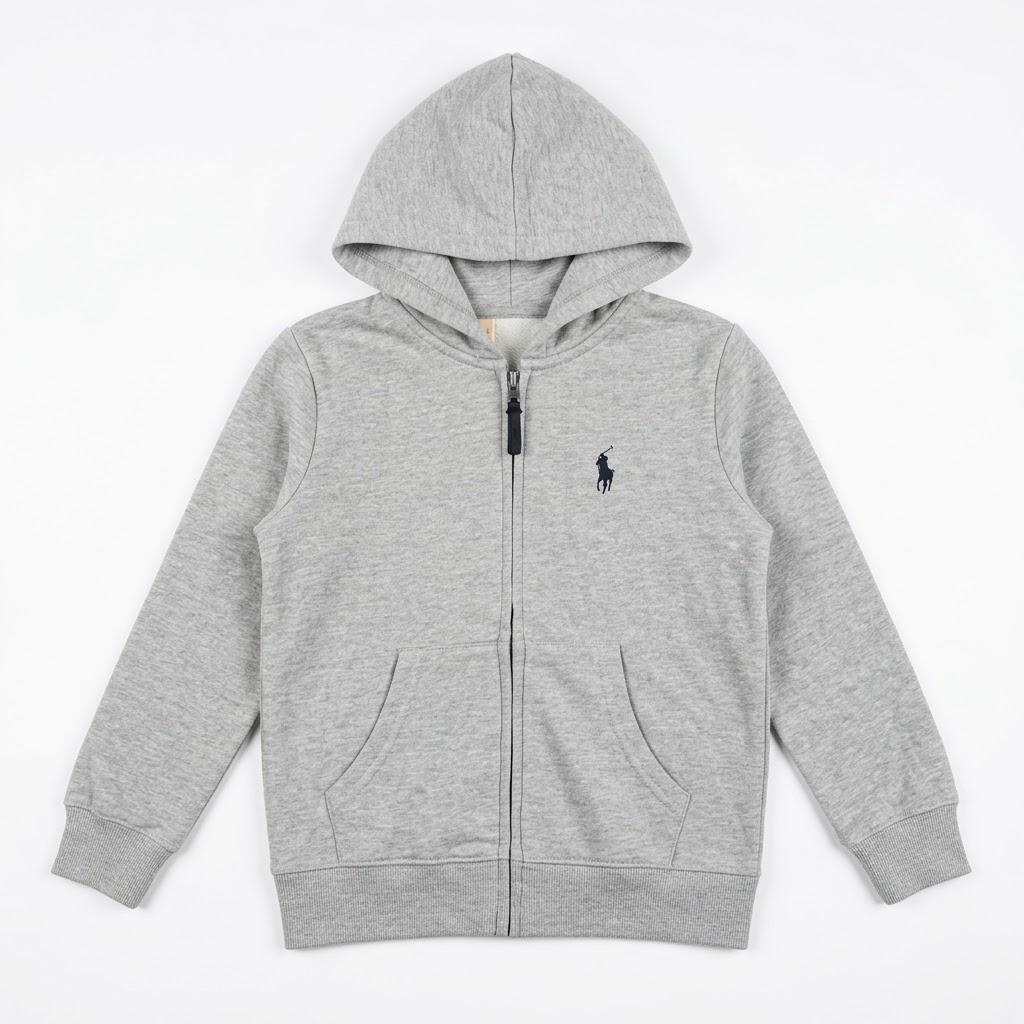 LIGHT GRAY FULL-ZIP HOODIE