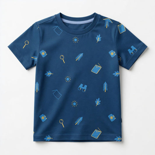 PRINTED DARK BLUE T-SHIRT
